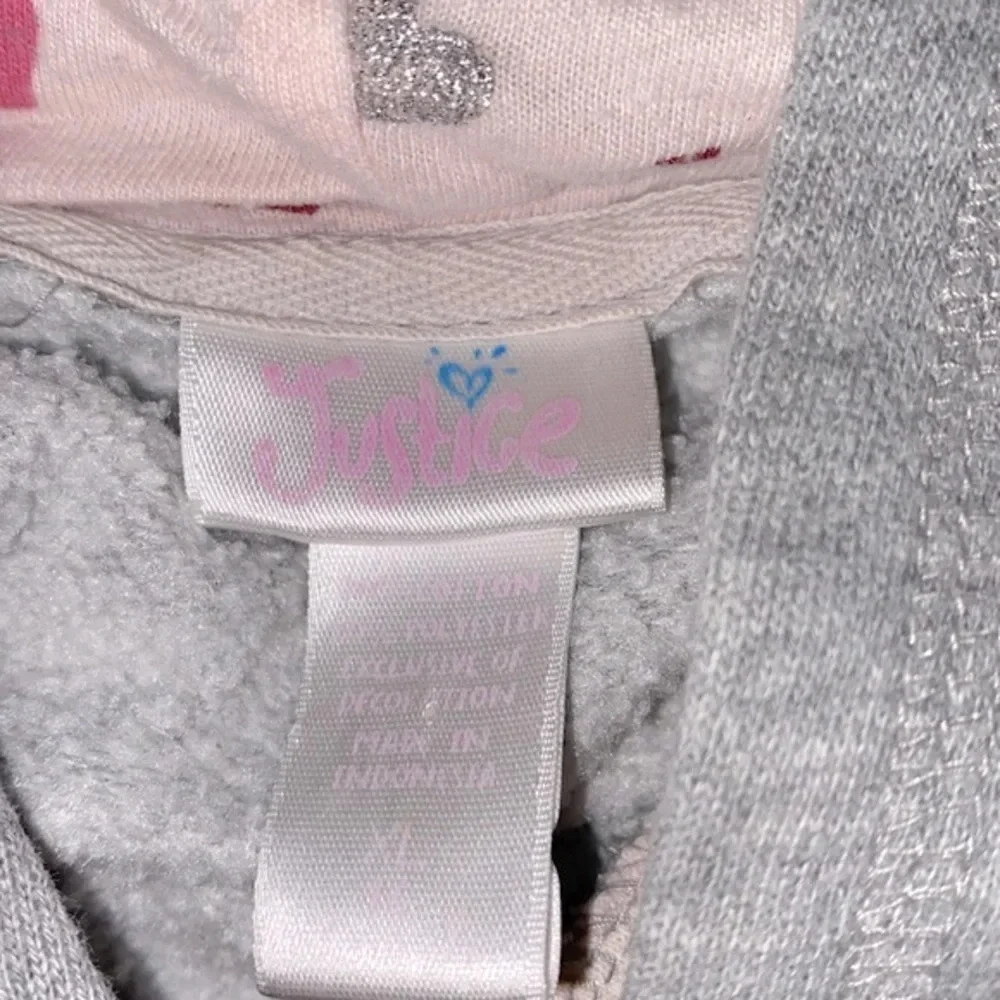 Justice grey dance sweatshirt hooded size XLarge/16 girls